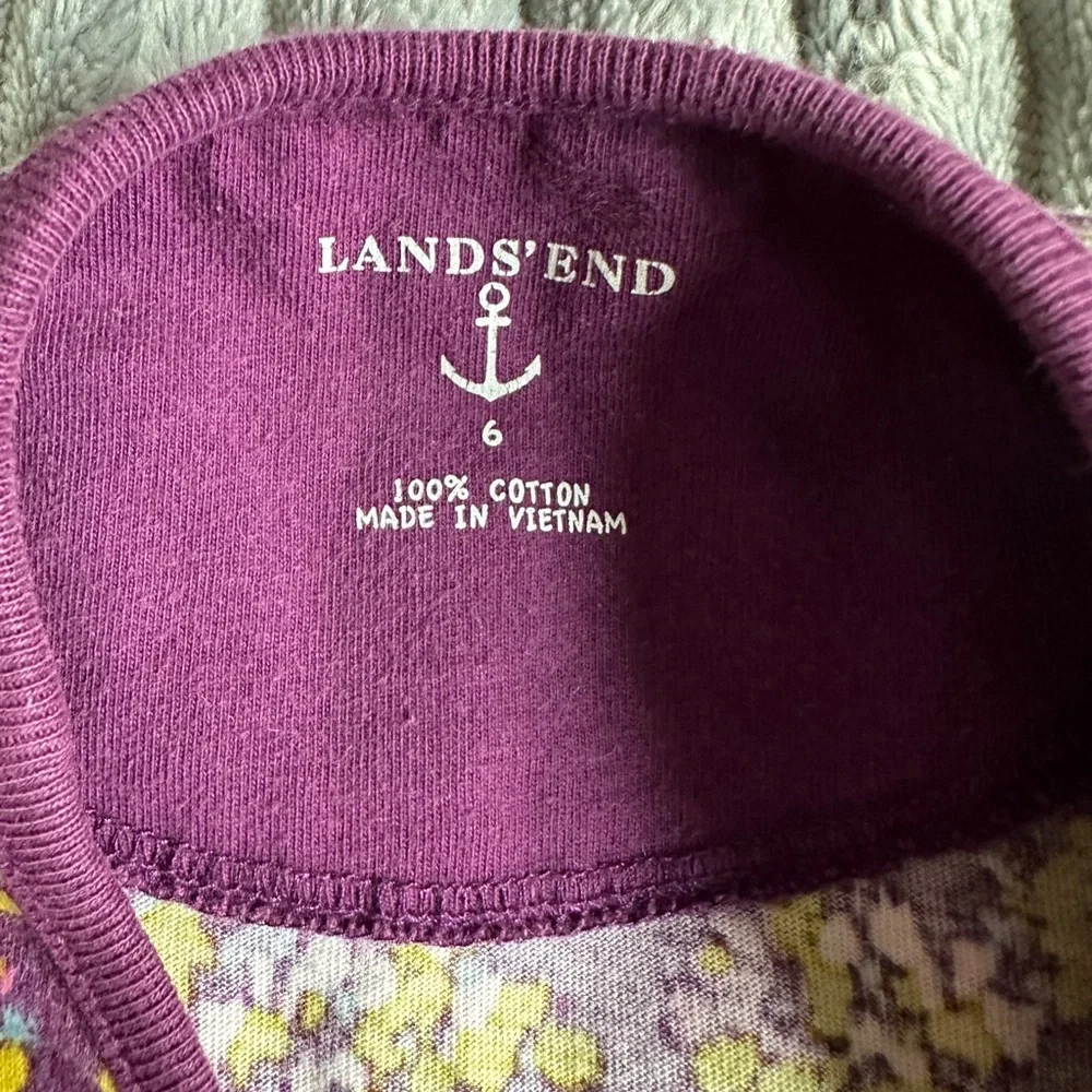 Land’s End cotton yellow and purple floral midi dress